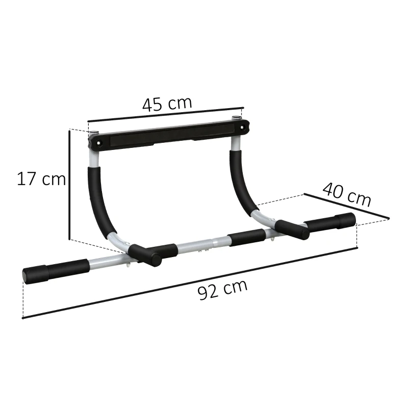 HOMCOM Doorway Pull up Bar, Door Frame Chin up Push up Bar for Home Gym Upper Body Workout, No Drilling or Screws, Grey
