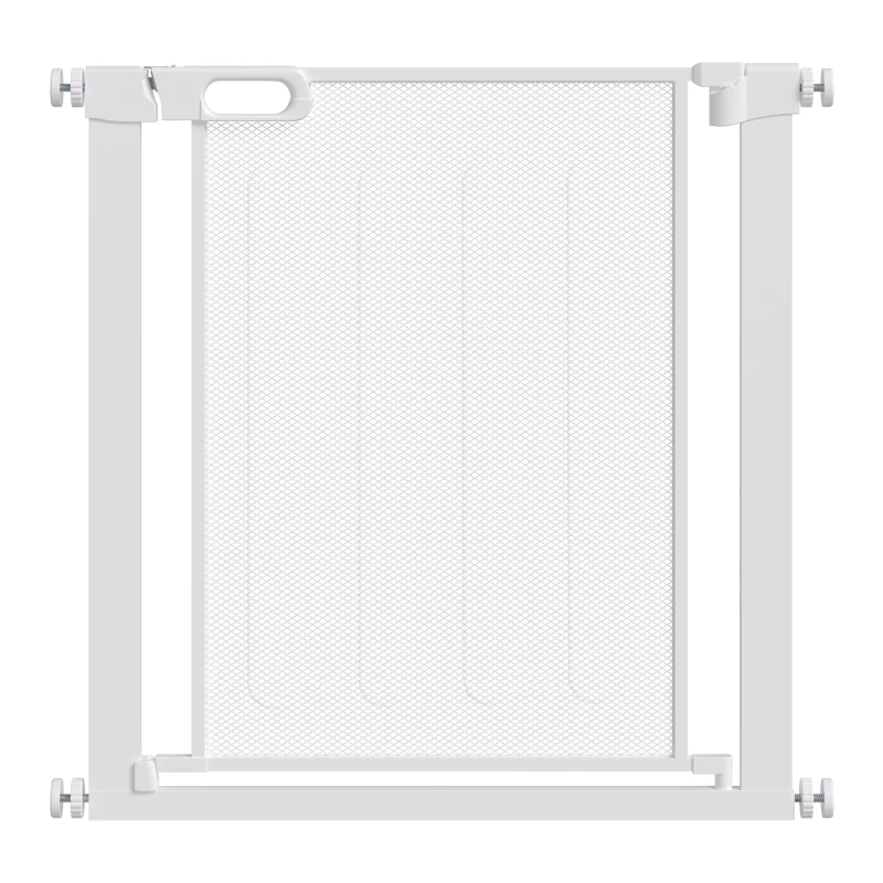 PawHut Poartă Reglabilă pentru Câini cu Închidere Automată, din Oțel și ABS, 75-82x76 cm, Albă