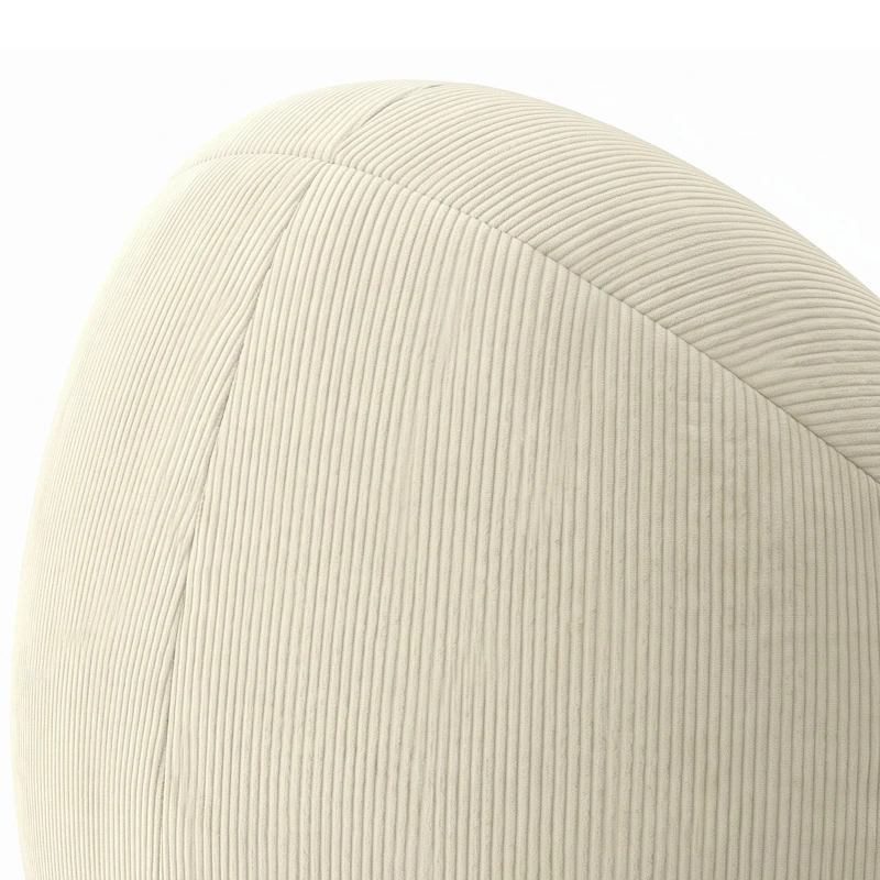HOMCOM Puf para Adultos en Terciopelo Acanalado, Acolchado en Espuma, Forma Envolvente, Sin Montaje, 114x121x60cm, Crema