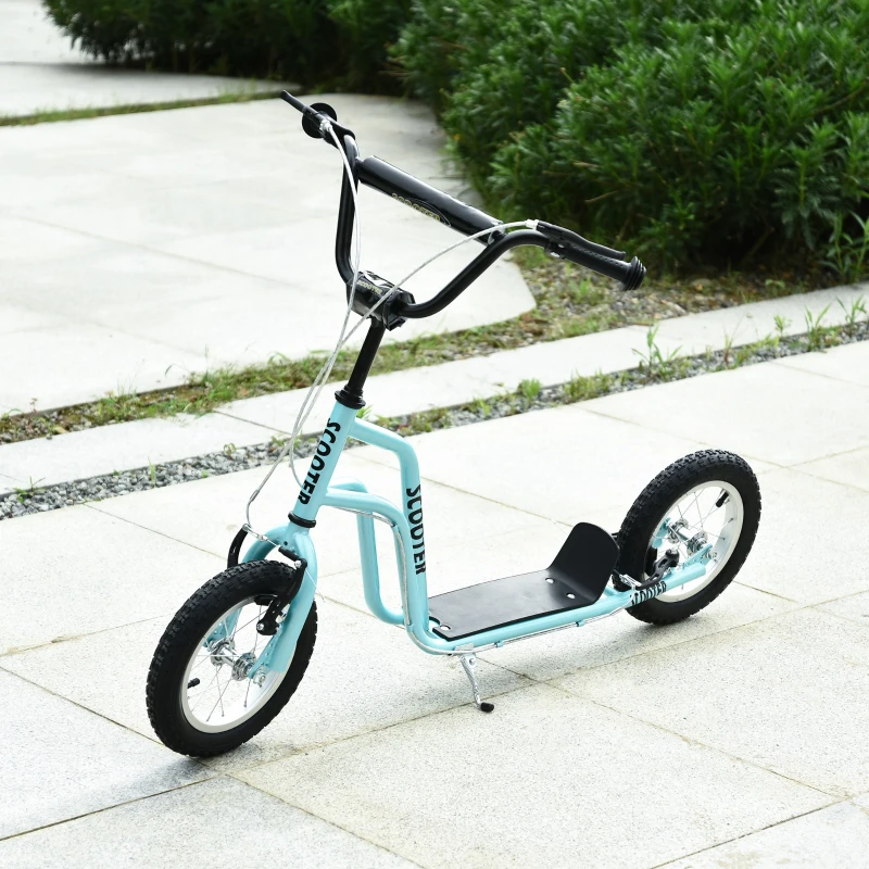 HOMCOM Patinete Infantil de +5 Años con Manillar Ajustable en Altura y Estructura de Acero Carga 100 kg 120x58x75-80 cm Azul