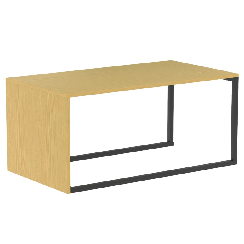 HOMCOM Set van 2 salontafels/bijzettafels, MDF, metaal, 90 x 48 x 42 cm / 59 x 42 x 36 cm, naturel hout + zwart