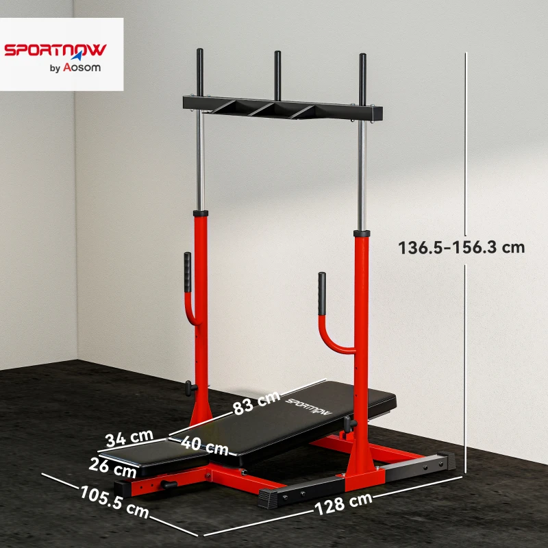 SPORTNOW Vertical Leg Press Machine with Adjustable Leg, Back and Head Positions, 1" Standard Plate Compatible, Red