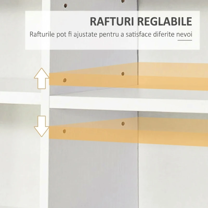 HOMCOM Bibliotecă pentru CD-uri din lemn cu 3 coloane și 12 rafturi reglabile, 102x23,5x195 cm, alb