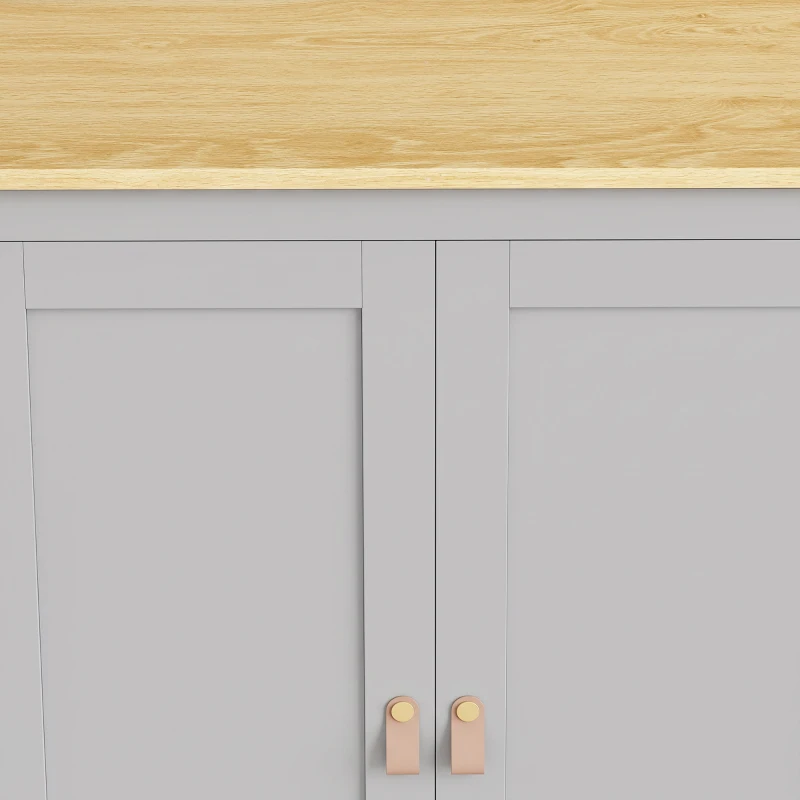 HOMCOM Tall Pantry Cupboard with Motion Sensor LED Light - Grey