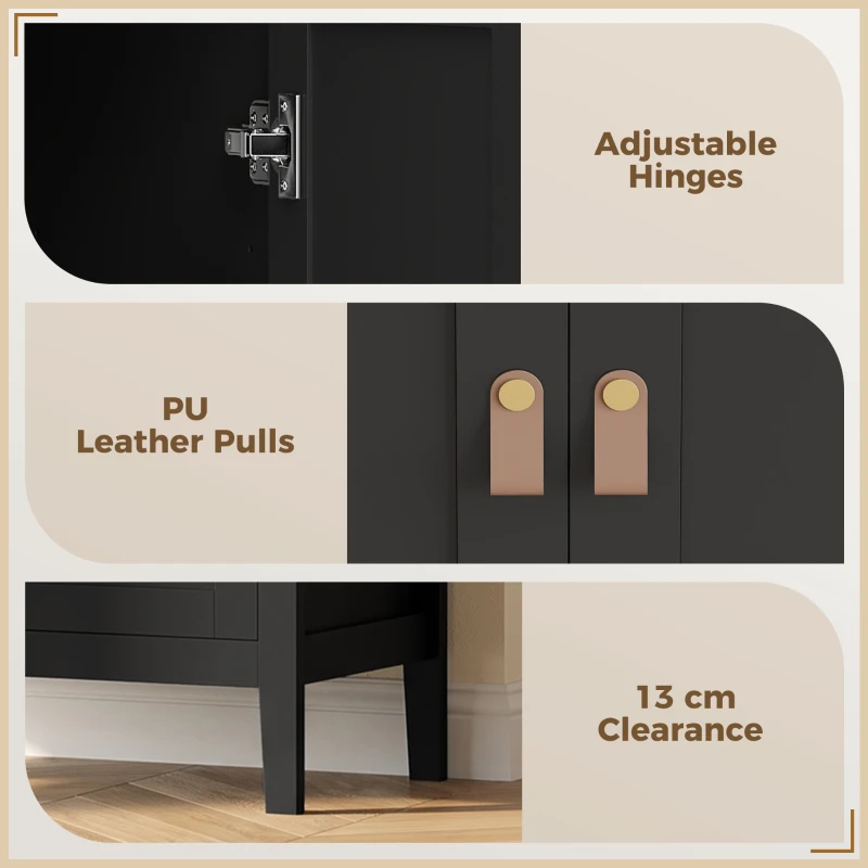 HOMCOM Buffet cuisine, meuble cuisine rangement haut avec LED réglable et détecteur de mouvement, 80 x 40 x 176,5 cm, noir