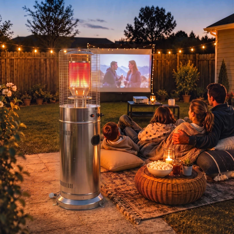 Outsunny Gas Patio Heater, 13 kW Stainless Steel Portable Propane Outdoor Heater with Pulse Ignition, Tip-over Protection, Silver