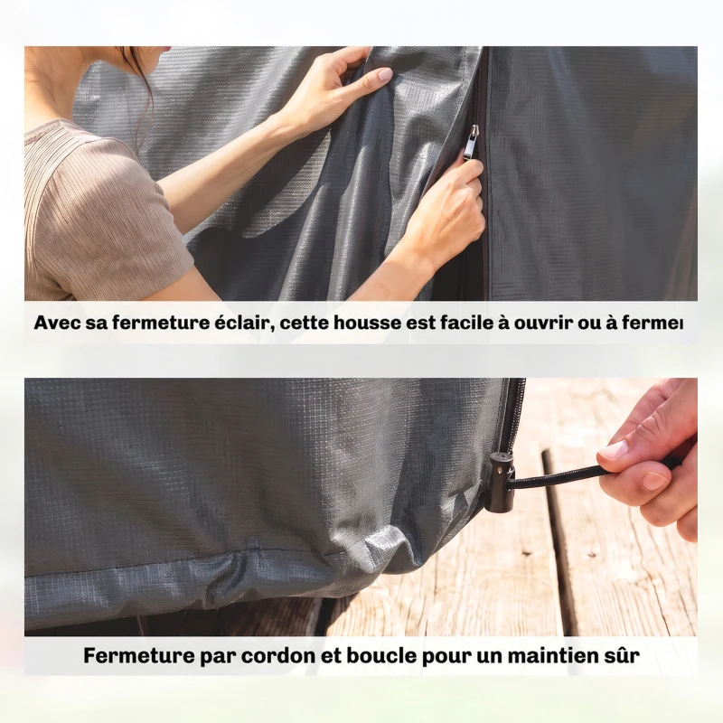 Outsunny Housse de protection pour balancelle de jardin 3 places, toile PE imperméable, anti-poussière, 215x155x150cm, gris foncé