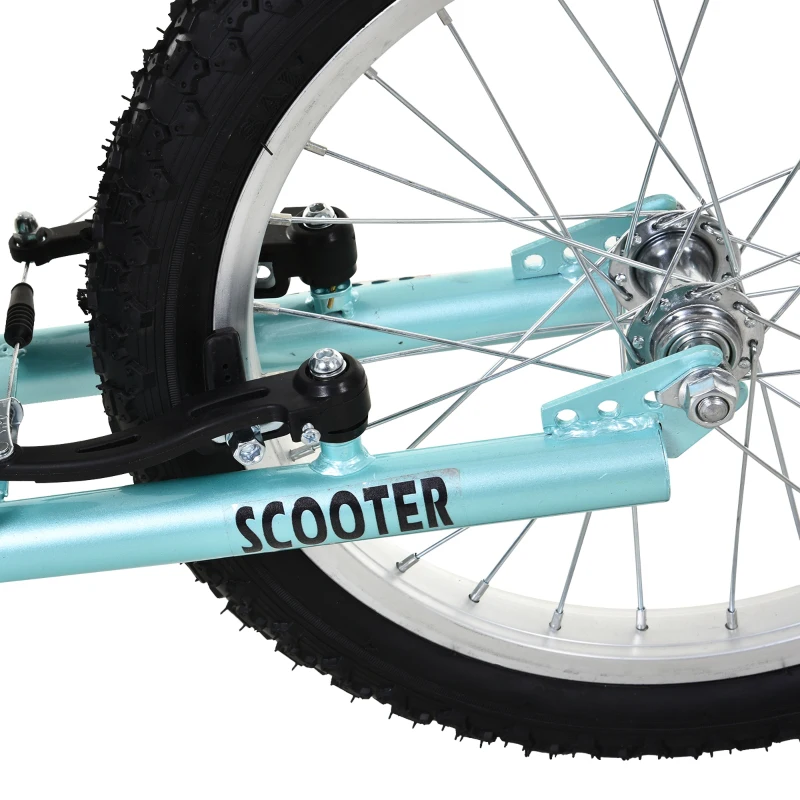 HOMCOM Patinete Infantil Patinete con 2 Ruedas Manillar Ajustable en Altura y Doble Freno Carga 100 kg 139x58x90-96 cm Azul