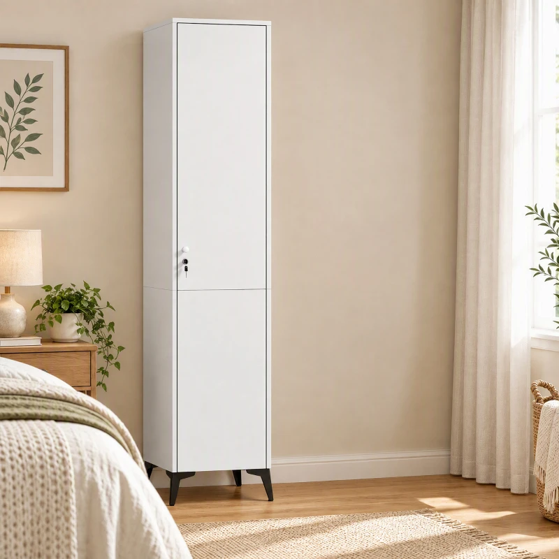 HOMCOM 1 Door Wardrobe with Hanging Rod and Storage Shelf 36 cm Wide Freestanding Clothes Storage Cupboard White