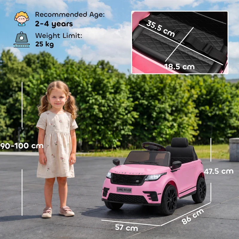 AIYAPLAY Range Rover Velar Licensed 12V Electric Car for Kids with Remote, 4-Wheel Suspension, Slow Start for 2-4 Years, Pink