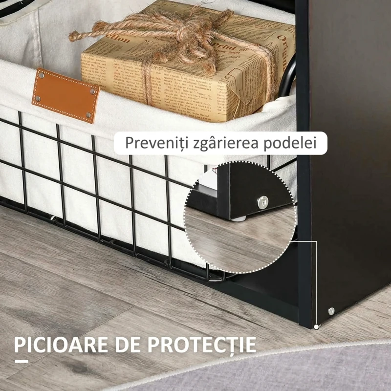 HOMCOM Birou PC din Lemn cu 6 Rafturi Laterale pentru Depozitare, 120x55x120 cm, Negru