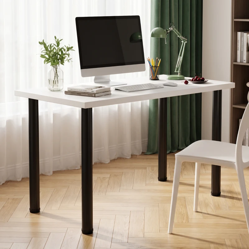 HOMCOM Conjunto de 4 Pés de Mesa em Metal Estilo Industrial com Parafusos Auto-roscantes e Patins Reguláveis 73x6x6 cm Preto