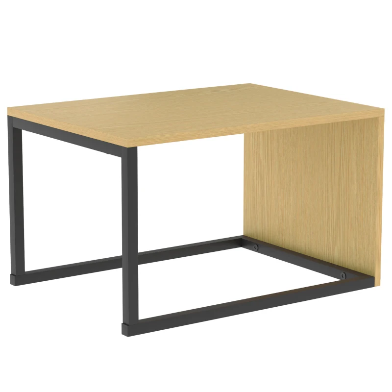 HOMCOM Set van 2 salontafels/bijzettafels, MDF, metaal, 90 x 48 x 42 cm / 59 x 42 x 36 cm, naturel hout + zwart