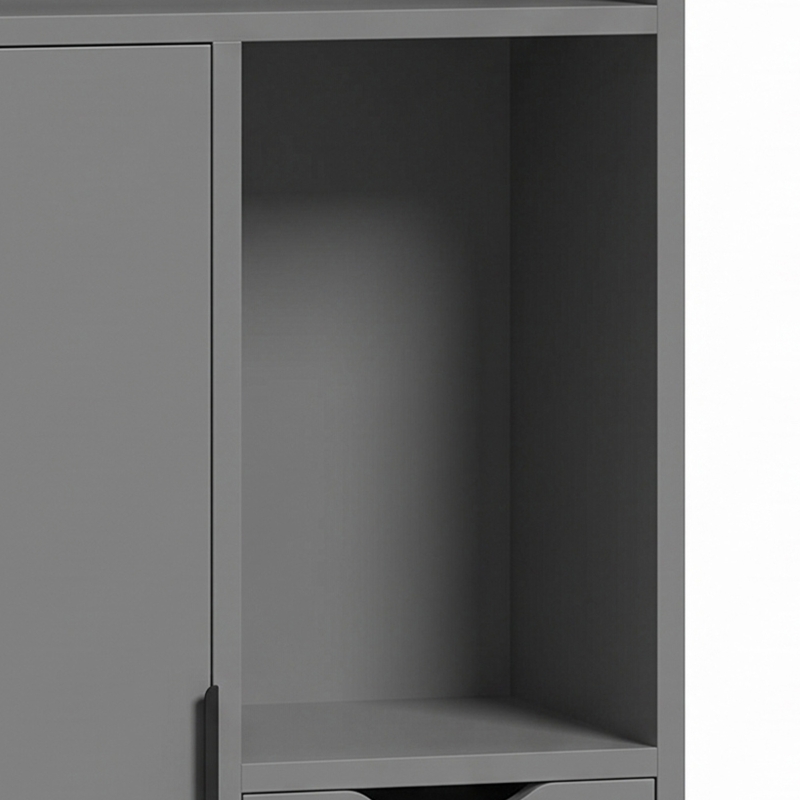 HOMCOM Mueble de baño, mueble de almacenamiento estrecho con 2 cajones, compartimentos abiertos, 50x25x100 cm, gris