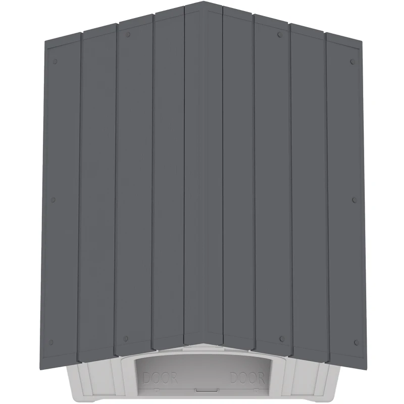PawHut Niche pour chien extérieur, maison chien en polypropylène imperméable ventilé plancher surélevé 66x55x65cm gris clair