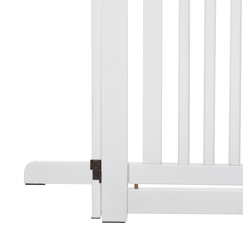 PawHut Barreira para Cães de Madeira Barreira para Animais de Estimação Dobrável de 3 Painéis com 1 Porta e Pés de Apoio 155x35,5x76 cm Branco