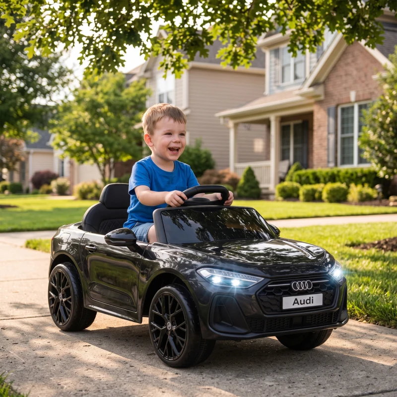 AIYAPLAY Macchina Elettrica per Bambini 12V Audi A5L con Telecomando, Batteria al Litio, 2 Motori, Telecomando, Nero