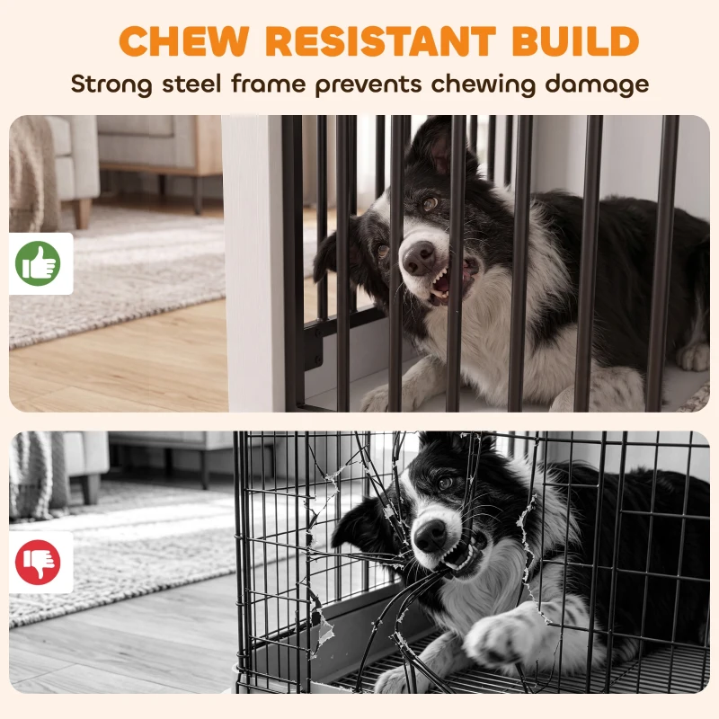 PawHut 100 cm Large Dog Crate Furniture with Sliding Barn Door for Large Dogs, White