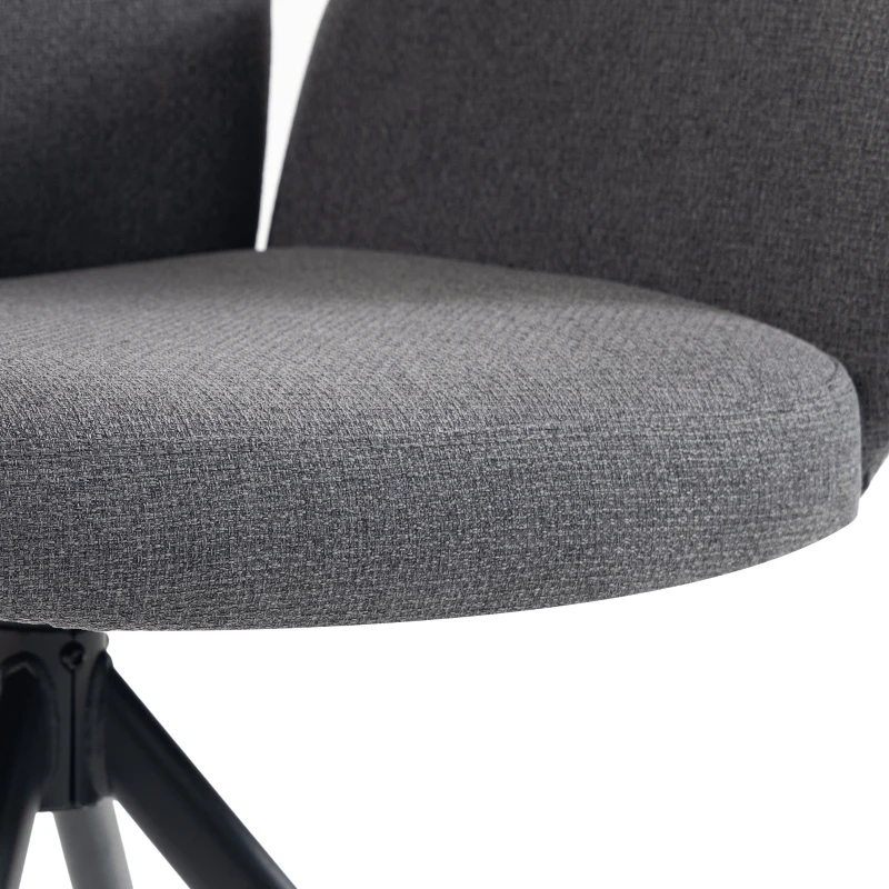 HOMCOM Swivel Accent Chair, Upholstered Linen-Look Armchair with Curved Backrest, Wrapped Armrests for Living Room, Grey