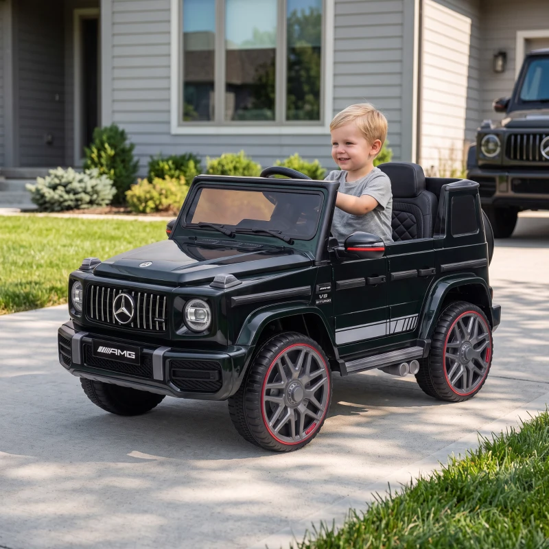 AIYAPLAY Coche Eléctrico Niños 12V Mercedes-AMG G63 Control Remoto 2 Motores Suspensión Trasera Arranque Suave Música Negro