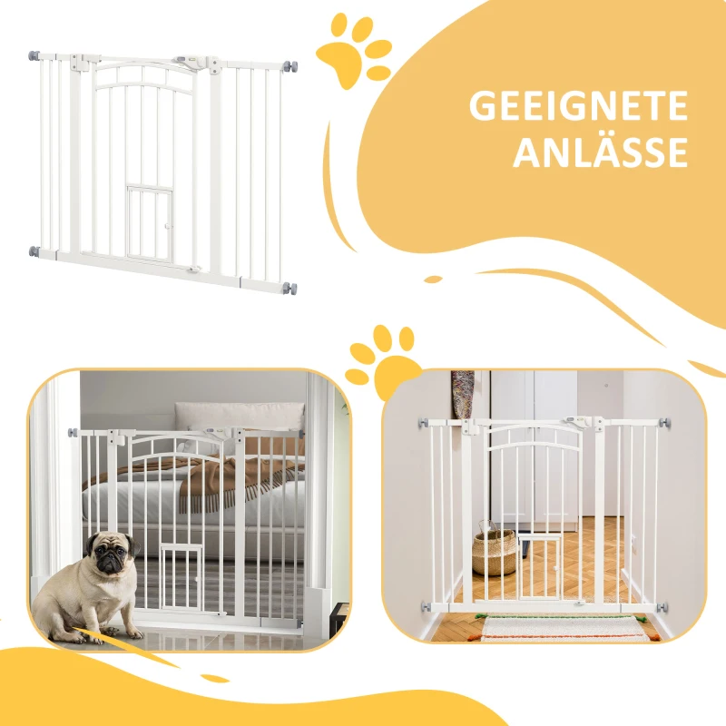 PawHut Hondentraphek, automatisch sluiten, eenvoudige bediening, 100 cm x 4 cm x 76 cm, Wit