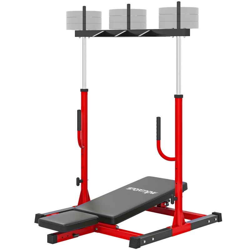SPORTNOW Vertical Leg Press Machine with Adjustable Leg, Back and Head Positions, 1" Standard Plate Compatible, Red