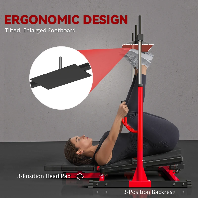 SPORTNOW Vertical Leg Press Machine with Adjustable Leg, Back and Head Positions, 1" Standard Plate Compatible, Red