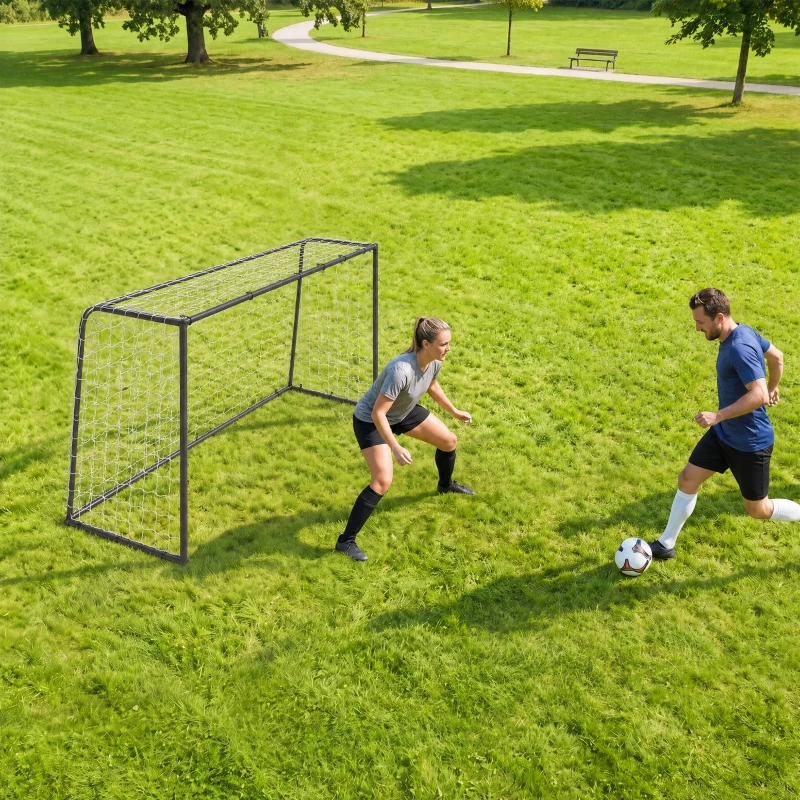 SPORTNOW Football Goal, 6 x 4ft Football Net with Ground Stakes and Metal Frame, Training Equipment for Indoor Outdoor Play