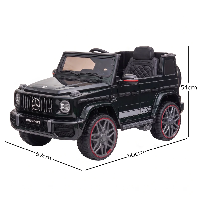 AIYAPLAY Coche Eléctrico Niños 12V Mercedes-AMG G63 Control Remoto 2 Motores Suspensión Trasera Arranque Suave Música Negro