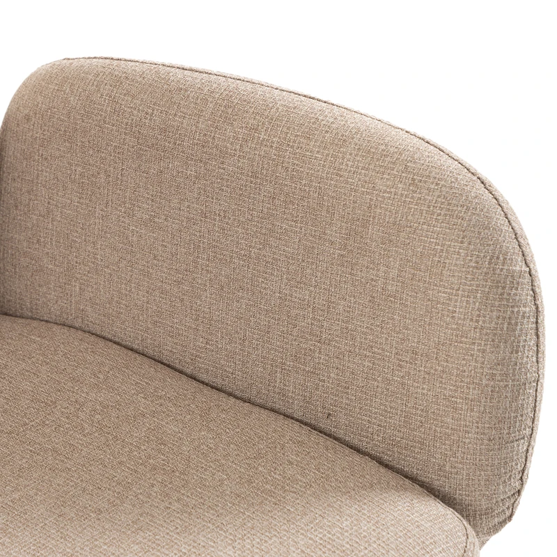 HOMCOM Swivel Accent Chair, Upholstered Linen-Look Armchair with Curved Backrest, Wrapped Armrests for Living Room, Light Brown