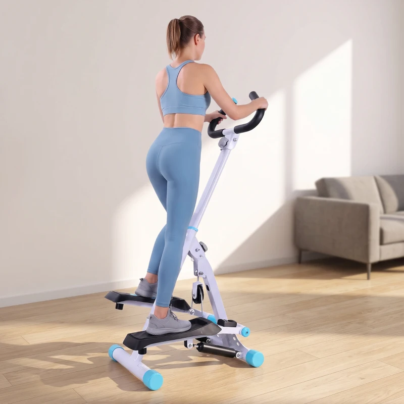 HOMCOM Stepper w/ Handle Hand Grip Workout Fitness Machine For Fitness Aerobic Exercise Home Gym White