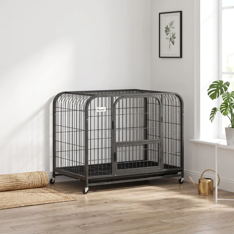 PawHut Heavy Duty Dog Crate,93 x 58 x 76 cm, Large Dog Cage for Small to Medium Breeds