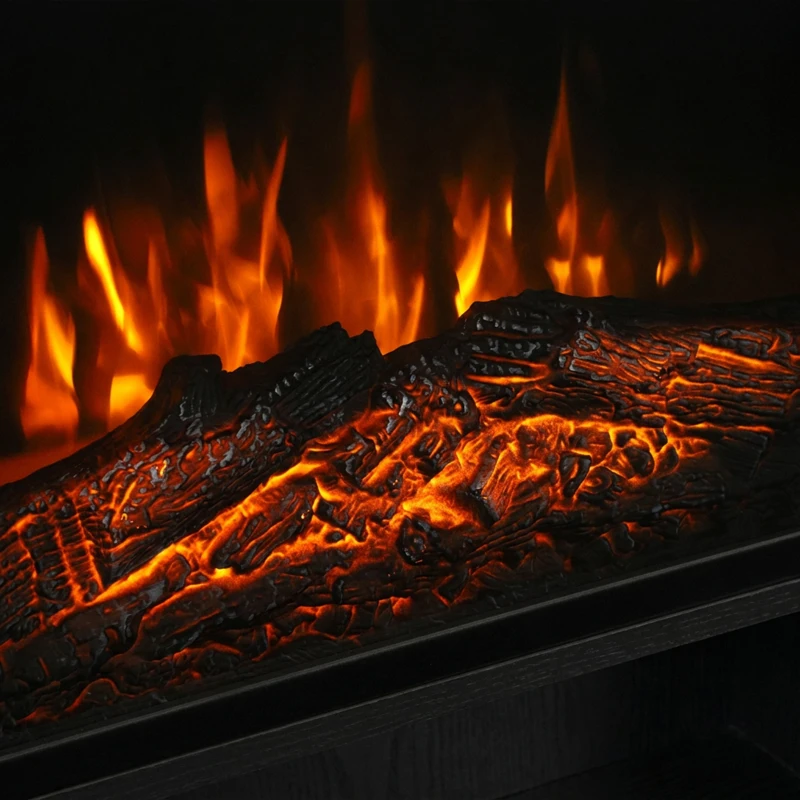 HOMCOM Electric Fireplace Suite with Shelf, 25" 1800W Electric Fire and Surround with LED Flame, 5 Brightness, Remote, Black