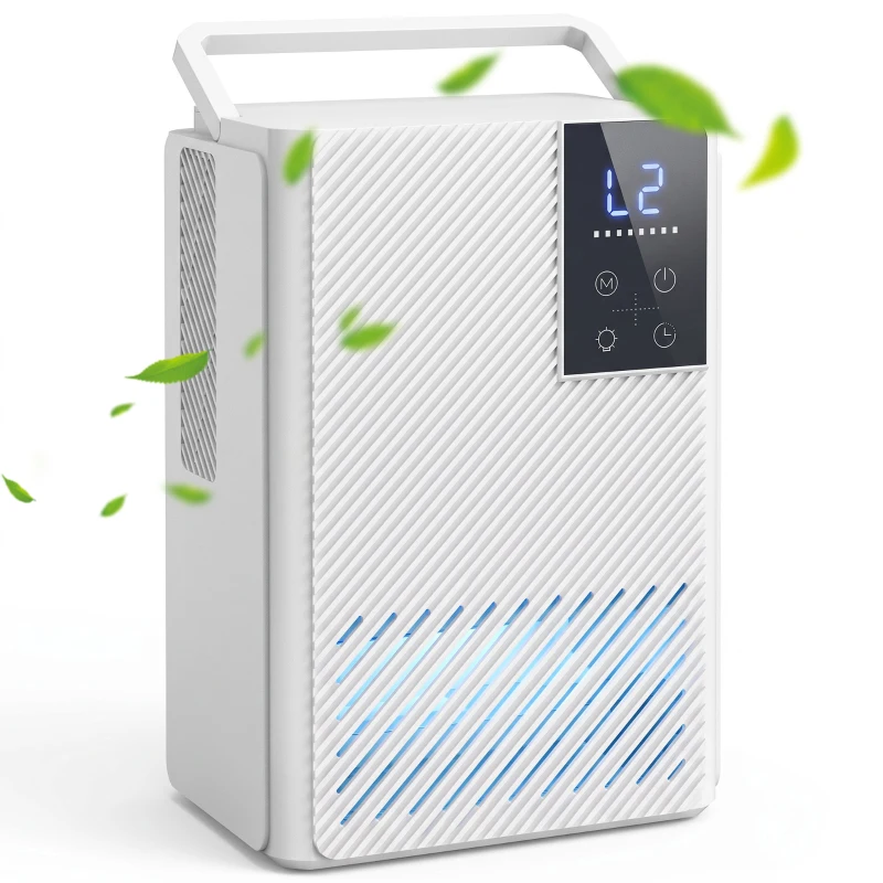 HOMCOM 400mL/Day Small Dehumidifier, RGB Mood Lights, 24H Timer, LED Display, Dehumidifier for Home Damp, White
