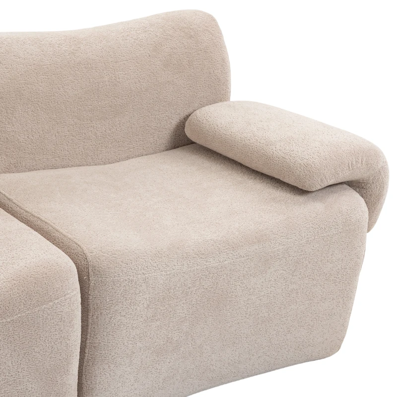 HOMCOM Canapé 3 Places Modulable 277 cm, Canapé Salon Compressé en Chenille Moderne, Assise Profonde, Accoudoirs Larges, Beige