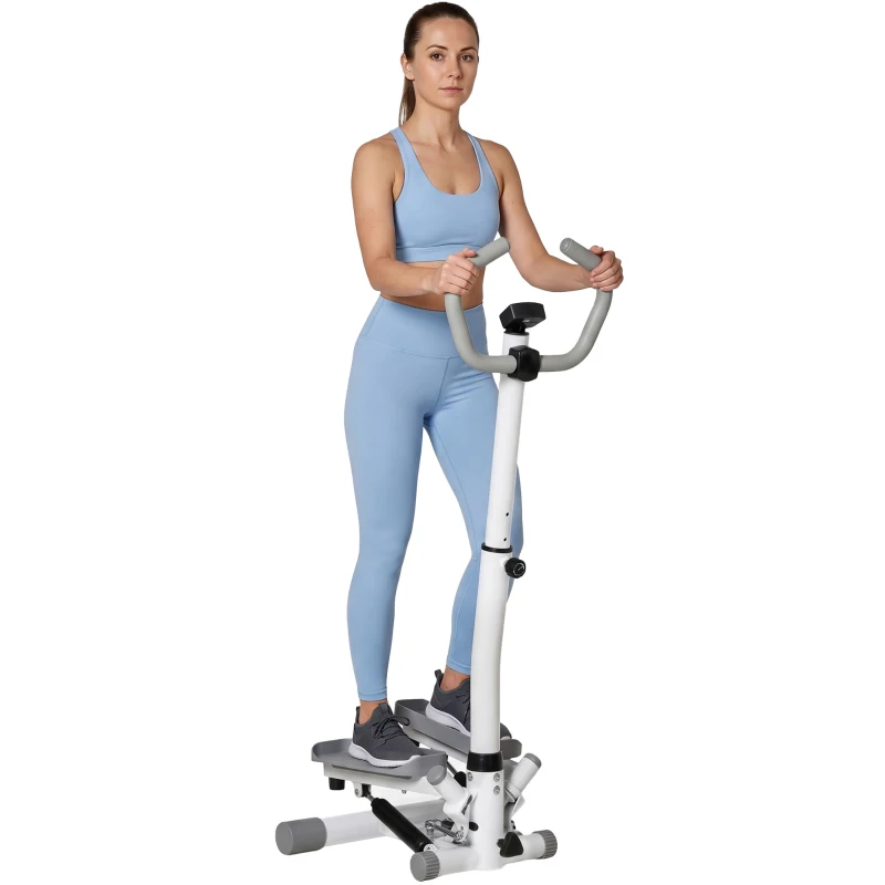 HOMCOM Stepper hometrainer voor thuis met LCD-scherm, instelbare snelheid, Metaal ABS, 55 x 53 x 118-128 cm