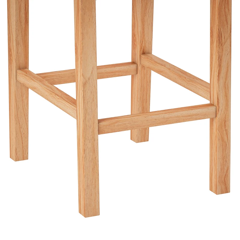 HOMCOM Conjunto de 2 Banquetas de Bar, Banquetas com Encosto Efeito Vime, Assento Estofado em Chenille Altura 66 cm, Creme