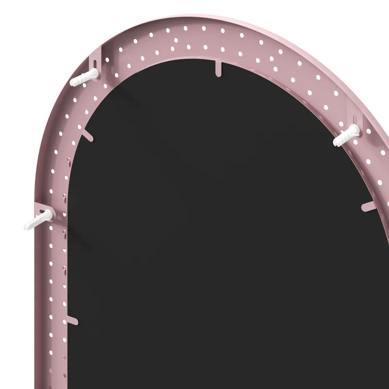 HOMCOM Oval Wall Mirror, 60 x 90 cm Decorative Hanging Mirror with Pegboard Frame, Wall-Mounted, Pink