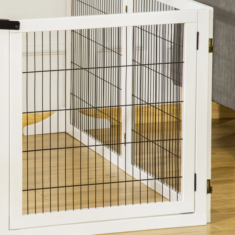 PawHut Absperrgitter für Hunde, klappbar, 432 x 36 x 70 cm, Kiefernholz, Weiß(m-9)