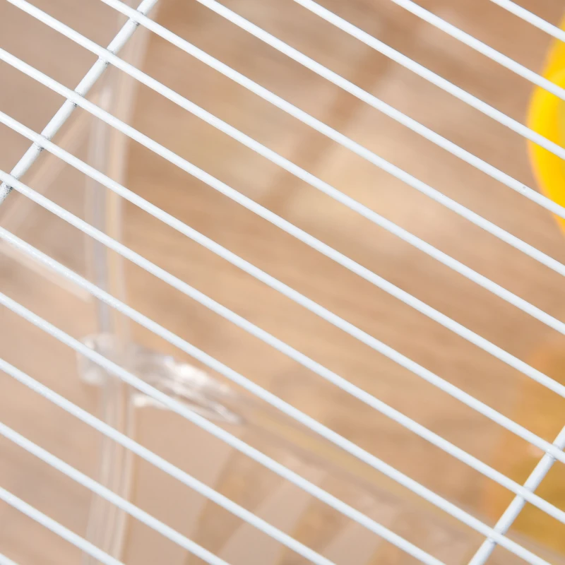 PawHut Cage pour hamster 2 niveaux avec mangeoire abreuvoir maisonnette rampe roue d'exercice 74x46x32 cm transparente