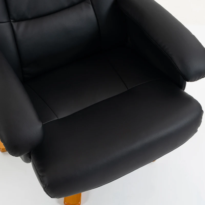HOMCOM Sillón Relax con Reposapiés, Sillón de Relax Reclinable en PU, Giratorio 360°, Función Balanceo, Negro