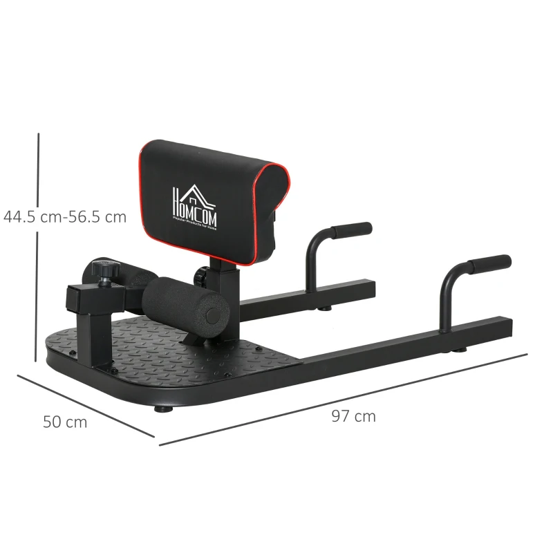 HOMCOM Sissy Squat Bench, Adjustable Squat Machine, Sit Up Machine with Push Up Stand, Leg Workout Trainer for Lower Body and Core Training, Home Gym Fitness Equipment, Black