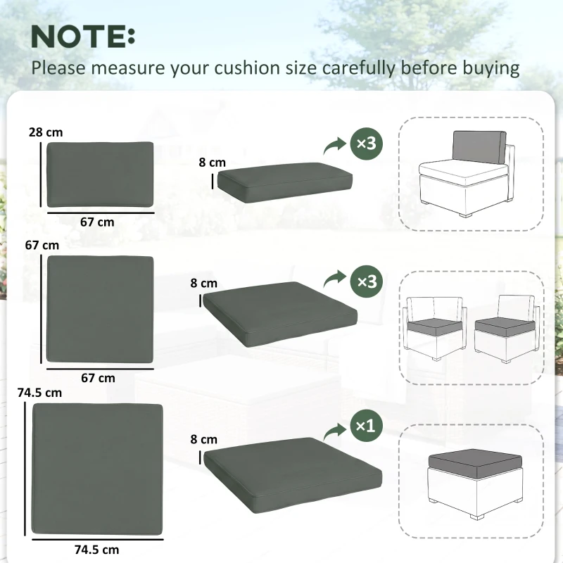 Outsunny Cushion Cover Replacement Garden Rattan Patio Furniture Seat Cover
