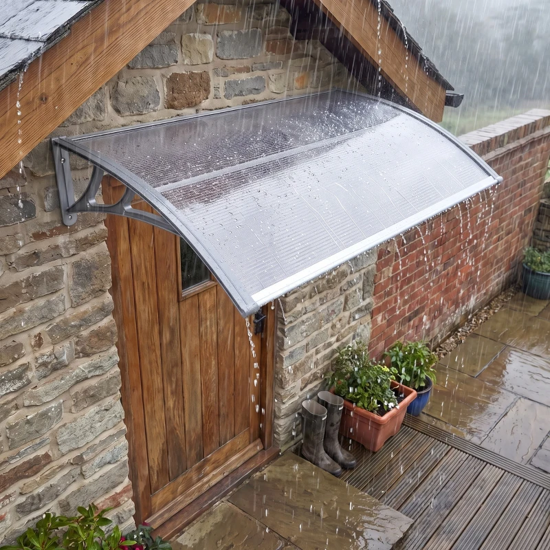 Outsunny Front Door Canopy, Outdoor Awning, Rain Shelter, 110 x 60cm, Grey