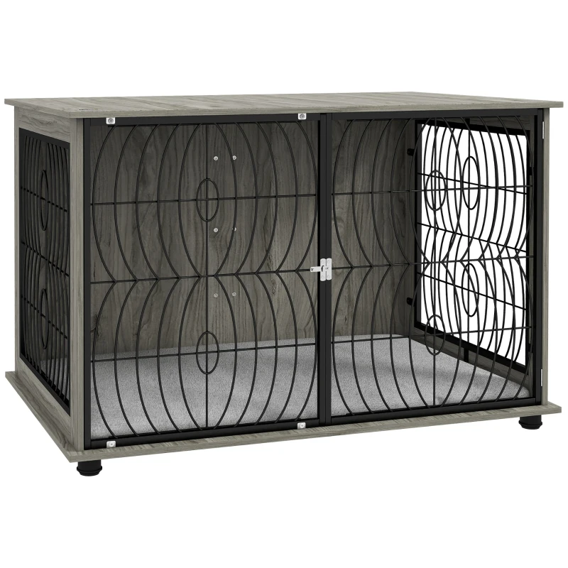 Dog Crate Furniture End Table w/ Plush Washable Cushion, Lockable Door, for Extra Large Dogs