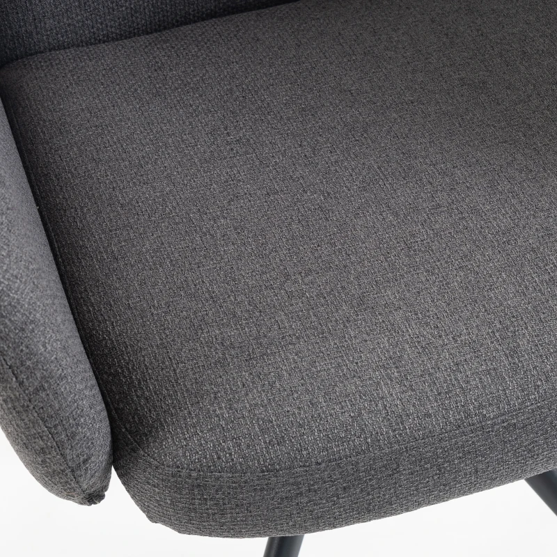 HOMCOM Swivel Accent Chair, Upholstered Linen-Look Armchair with Curved Backrest, Wrapped Armrests for Living Room, Grey