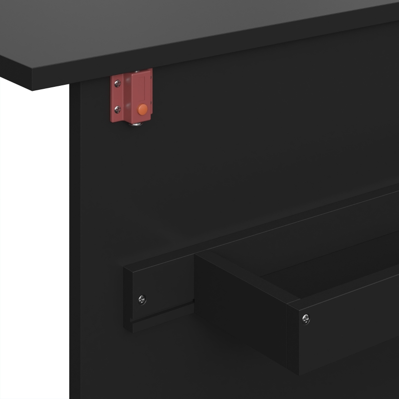 HOMCOM Mesa de Costura Dobrável Móvel de Costura com Tampo Rebatível com Compartimentos de Arrumação Prateleira Aberta e Rodízios Preto