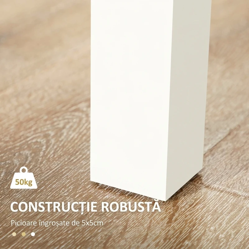 HOMCOM Masă de Dining pentru 4-6 Persoane, Design Modern pentru Bucătărie și Living, 119x70x75cm, Alb și Lemn