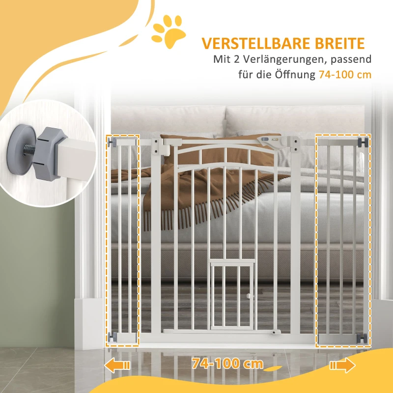 PawHut Hondentraphek, automatisch sluiten, eenvoudige bediening, 100 cm x 4 cm x 76 cm, Wit