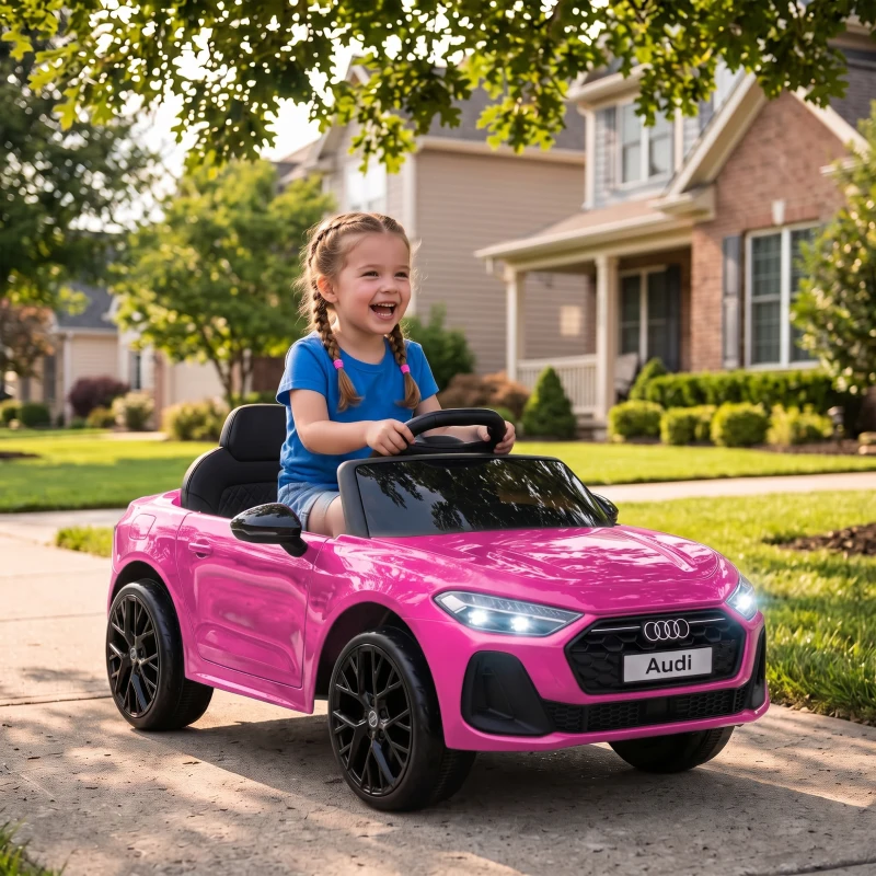 AIYAPLAY Macchina Elettrica per Bambini 12V Audi A5L con Telecomando, Batteria al Litio, 2 Motori, Telecomando, Rosa